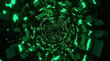 Circular tunnel with green pattern. Looped animation video