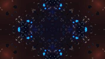 Blue and black kaleidoscope with pattern of squares. Kaleidoscope VJ loop video