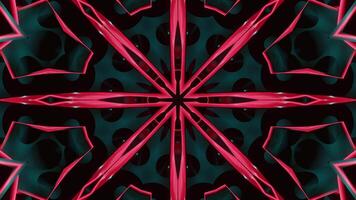 Red abstract design with star in the center. Kaleidoscope VJ loop video