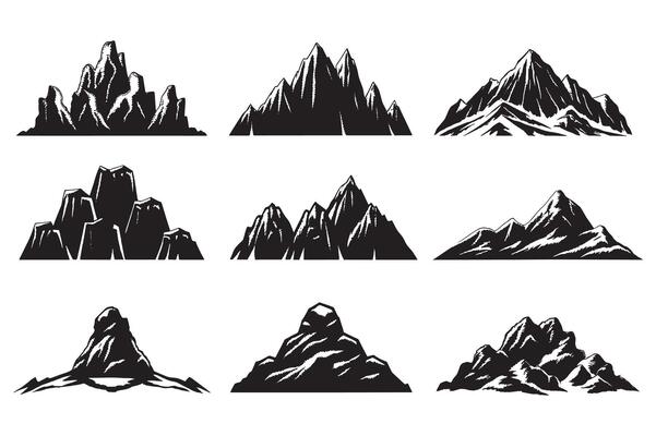 mountain silhouette icon set logo design