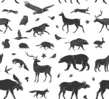 Seamless pattern of hand drawn doodle sketch wild forest animals isolated vector