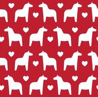 Seamless pattern of flat Swedish dala horse silhouette isolated on background vector