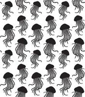 Seamless pattern of doodle sketch jelly fish isolated on white background vector