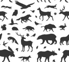 Seamless pattern of hand drawn doodle sketch wild forest animals isolated on white background vector