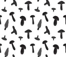 Seamless pattern of sketch mushroom isolated on white background vector