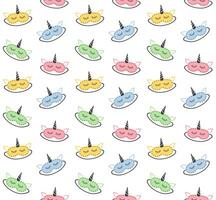 Seamless pattern of flat cartoon unicorn sleeping masks vector