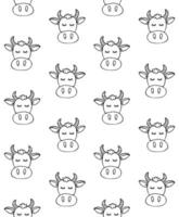 Seamless pattern of hand drawn doodle sketch cow face isolated on white background vector