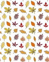 Seamless pattern of different color hand drawn sketch leaves vector