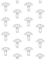 Seamless pattern of hand drawn doodle sketch fly agaric mushroom isolated vector