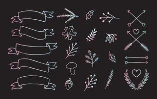 Set of hand drawn doodle sketch autumn elements isolated vector