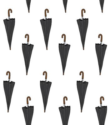 Seamless pattern of hand drawn doodle sketch umbrellas isolated on white background