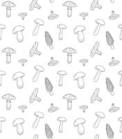 Pattern of hand drawn doodle sketch mushroom isolated on white background vector