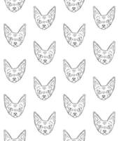 Seamless pattern of hand drawn doodle sketch Sphynx cat face vector