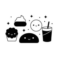 Cloud and Weather Element Icons Rain, Snow, Sun in Minimal Style Forecast Silhouette Symbol vector