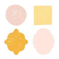 Set of summer amalfi geometric abstract shapes and circles. Hand drawing various symmetric shapes. Cute pencil hatching backgrounds collection. textured illustration vector