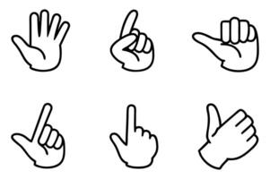 Hand Gesture Icons Line Art of Pointing and Sign Language Symbols vector