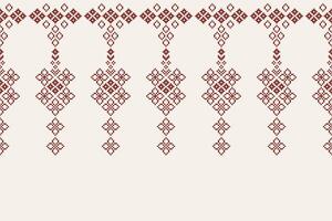 Pixel decor art of ethnic pattern color brown cream background fabric. vector