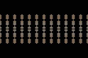 Fabric design cross stitch with ethnic pattern and black color background pixel. vector