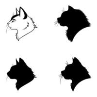 Stylized Cat Profile Outline Drawing for Graphic Design vector