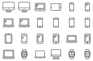 DEVICES thin line icon set. vector
