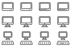 Responsive digital devices icon set in line style. vector