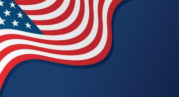American flag simple blue background, Wave flag vector