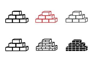 different pile of bricks with various shapes and sizes, construction concept, industry tools and building materials, for architecture and civil engineering, labour day or labor day line art icon set vector