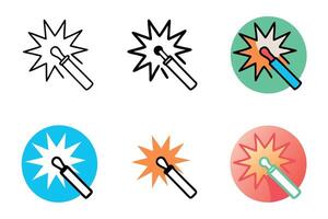 Welding sparks explosion icon with glowing flare illustration in outline style, perfect for visualizing industrial processes and welding techniques, labour day or labor day line art icon set vector