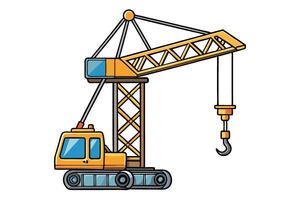 Construction crane with a detailed hook and bright colors, ideal for projects related to building, lifting, and manual labor, great for Labor Day or Labour Day vector