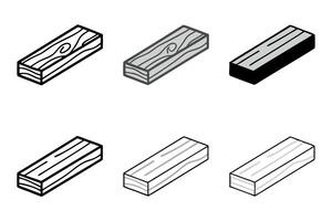 wood plank illustrations with different textures and finishes displayed in black and white line art, perfect for woodwork and design projects labour day or labor day line art icon set vector