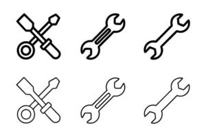 simple wrench illustrations for labour day or labor day line art icon set vector