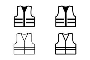 safety vests in various styles and colors, designed for high visibility and protection in construction and industrial work environments labour day or labor day line art icon set vector
