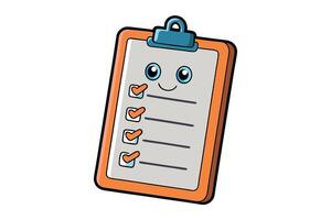 Illustration of a smiling clipboard with a completed checklist, representing work, efficiency, and achievement, perfect for Labor Day or Labour Day vector