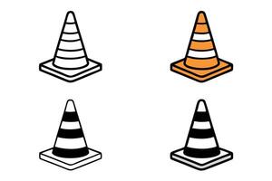 traffic cone icons with clean outlines and vibrant colors, suitable for hazard and warning themes Labour day or labor day line art icon set vector