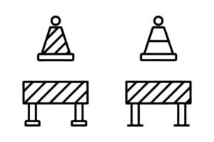 Traffic barricade illustrations featuring striped patterns and bold outlines, perfect for roadwork and safety designs Labour day or labor day line art icon set vector