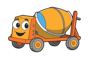 cement mixer character with wheels and vibrant colors, representing construction machinery and teamwork, perfect for Labor Day or Labour Day vector