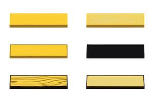 various planks of wood in different colors and textures, including yellow, black, and natural wood finish, for building, DIY, and home improvement projects, labour day or labor day line art icon set vector