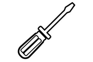 Screwdriver including flat and Phillips heads, depicted in sleek and modern line art style for industrial and home use, ideal for mechanical work Labour Day or Labor Day line art icon set vector