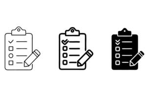 Clipboard and Checklist Design Icons Featuring Different Variations for Task Tracking, To Do Lists, and Organization Labour Day or Labor Day Line Art Icon Set vector