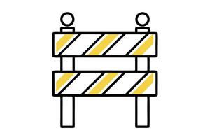 traffic barricades with striped designs, showing different perspectives and colors in a minimalistic style Labour day or labor day line art icon set vector