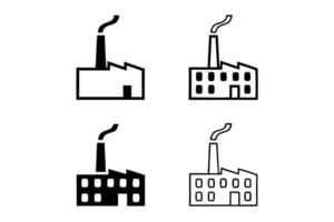 A collection of factory illustrations showcasing modern and traditional styles, ideal for business and manufacturing themes, labour day or labor day line art icon set vector