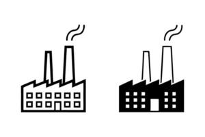 Various factory icon designs, featuring minimalistic and vibrant styles, perfect for industrial and manufacturing themes, labour day or labor day line art icon set vector