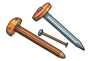 Assortment of nails, screws, and hardware tools for carpentry and construction, perfect for Labor Day home improvement projects vector