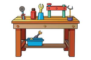 workbench tools and drawers, representing a creative workspace for DIY projects, perfect for construction and labour day or labor day tasks vector