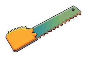 Saw Blade with Multi colored Handle and Zigzag Teeth, Ideal for DIY and Labour Day Projects vector
