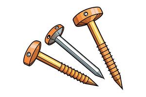 A collection of different types of nails and screws for construction, Labor Day essentials for DIY enthusiasts, carpenters, and construction workers vector