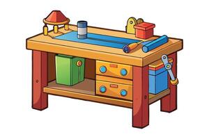 workbench with tools and drawers, representing a creative workspace for DIY projects, perfect for construction and labour day or labor day tasks vector