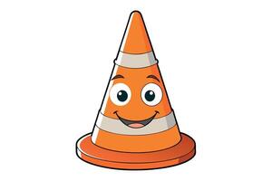 Smiling cartoon traffic cone with eyes and a bright orange design on Transparent Background, ideal for traffic safety, road construction, and labour day or labor day themes vector