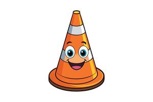 cartoon traffic cone with happy face on a clean Transparent Background, perfect for representing roadwork, construction safety, and labour day or labor day events vector
