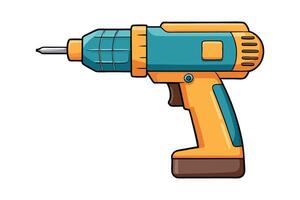 Drill machine with bright yellow orange and teal color design, isolated on a white background, perfect for construction and DIY related Labor Day or Labour Day themes vector
